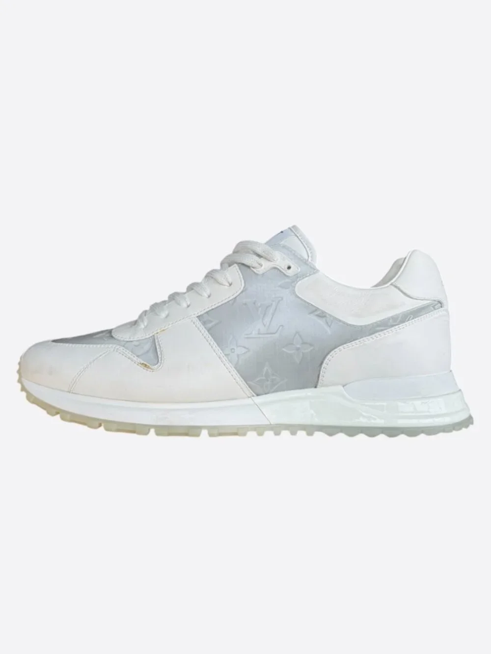 Louis Vuitton White & Silver Monogram Run Away Sneakers